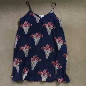 Navy bull with floral flow dress-medium